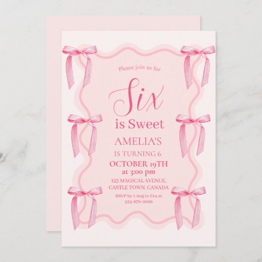 Schattigee Roze Boog 6e Verjaardag Kaart (Voorkant / Achterkant)