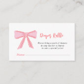 Schattigee Roze boog Baby shower Luier Raffle Informatiekaartje (Voorkant)