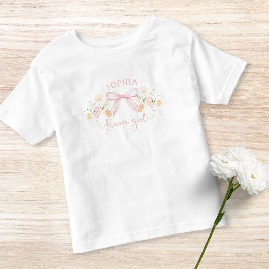 Schattigee roze boog en wilde bloemen Modern Bloem Kinder Shirts