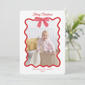 Schattigee Roze boog Kerstmis Foto lijst Feestdagenkaart (Staand voorkant)