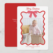 Schattigee Roze boog Kerstmis Foto lijst Feestdagenkaart (Voorkant / Achterkant)