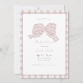 Schattigee roze boog lint baby shower uitnodiging