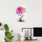 Schattigee Roze Bougainvillea Tree Poster (Thuiskantoor)