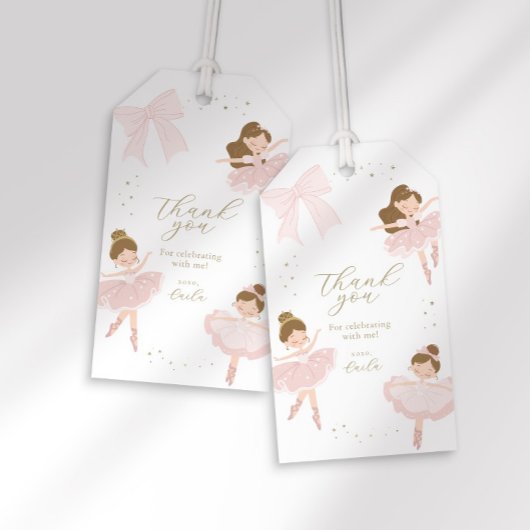 Schattigee Roze Bow Ballerina Verjaardag Dank u we Cadeaulabel