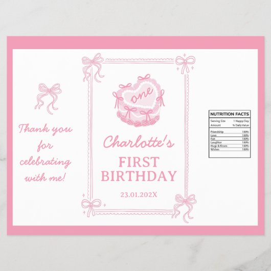 Schattigee Roze Bow Cake Verjaardag Chip Bag Wrapp Flyer (Voorkant)