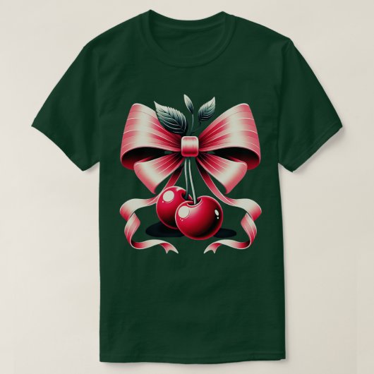 Schattigee Roze Bow Coquette Cherry Clean Girl Est T-shirt (Design voorkant)