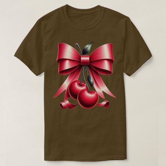 Schattigee Roze Bow Coquette Cherry Clean Girl Est T-shirt (Design voorkant)