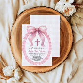 Schattigee Roze Bow Coquette doop Kaart