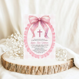 Schattigee Roze Bow Coquette doop Kaart