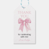Schattigee Roze Bow Coquette Party Bedankt Favorie Cadeaulabel (Voorkant)