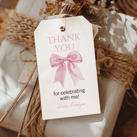 Schattigee Roze Bow Coquette Party Bedankt Favorie Cadeaulabel