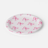 Schattigee Roze Bow Coquette Patroon Baby shower Papieren Bordje (Gekanteld)