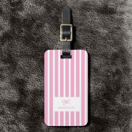 Schattigee Roze Bow Coquette Preppy Aangepaste naa Bagagelabel