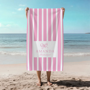 Schattigee Roze Bow Coquette Preppy Bruidsfeest Strandlaken