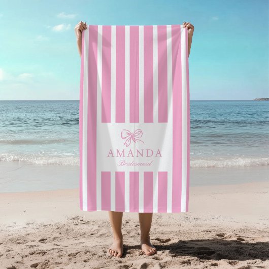 Schattigee Roze Bow Coquette Preppy Bruidsfeest Strandlaken