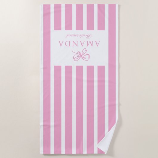 Schattigee Roze Bow Coquette Preppy Bruidsfeest Strandlaken (Voorkant)