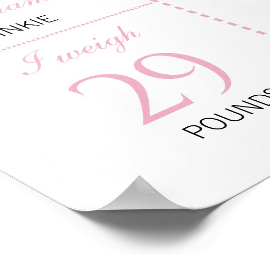 Schattigee Roze Bow Coquette Verjaardag Milestone  Poster (Hoek)