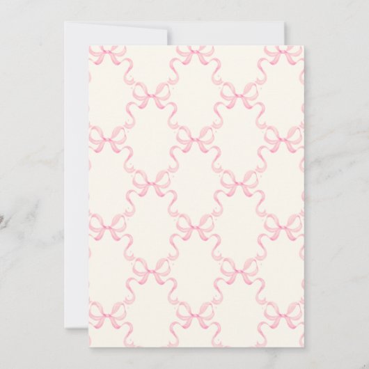 Schattigee Roze Bow Coquette Verjaardagsuitnodigin Kaart (Achterkant)