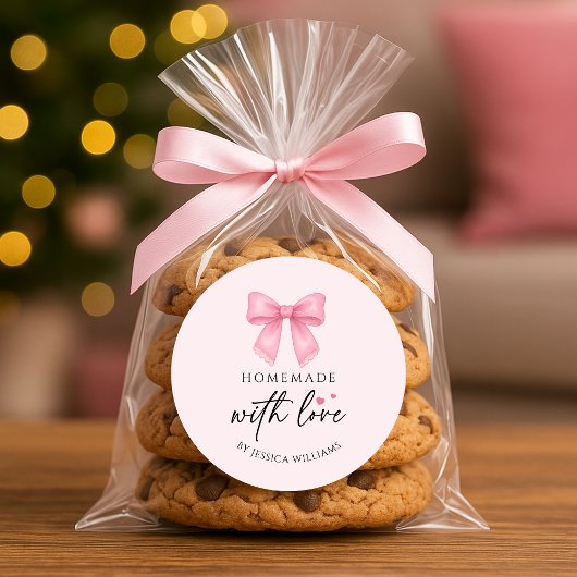 Schattigee Roze Bow Coquette zelfgemaakte goederen Ronde Sticker