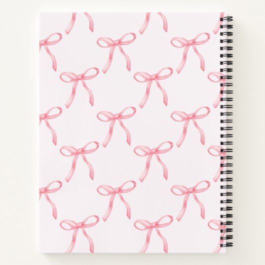 Schattigee Roze Bow Custom Naam Spiral Notitieboek (Achterkant)