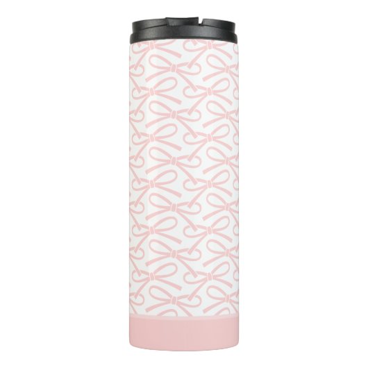 Schattigee Roze Bow Custom Name Thermische Tumbler Thermosbeker (Achterkant)