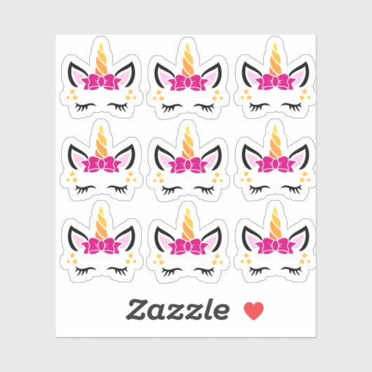 Schattigee Roze Bow Eenhoorn Stickers (Vel)