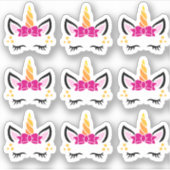 Schattigee Roze Bow Eenhoorn Stickers (Voorkant)