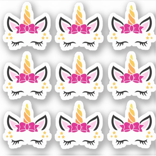 Schattigee Roze Bow Eenhoorn Stickers (Voorkant)