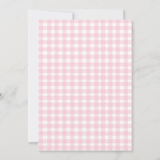 Schattigee Roze Bow Gingham Arch Script Meisje Bab Kaart (Achterkant)