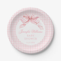 Schattigee Roze Bow Gingham Baby Meisje Douche