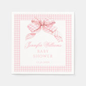 Schattigee Roze Bow Gingham Baby shower Papier ser Servet (Voorkant)
