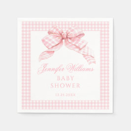 Schattigee Roze Bow Gingham Baby shower Papier ser Servet