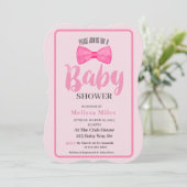 Schattigee Roze Bow Girl Baby shower Kaart (Staand voorkant)