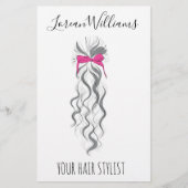 Schattigee Roze Bow Grijs en Witte Braider Hair St Flyer (Voorkant)