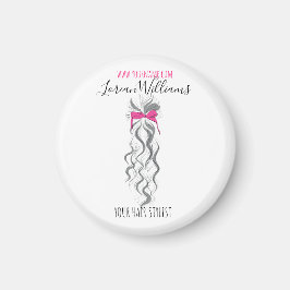 Schattigee Roze Bow Grijs en Witte Braider Hair St Magneet