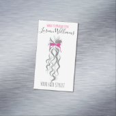 Schattigee Roze Bow Grijs en Witte Braider Hair St Magnetisch Visitekaartje (Voorbeeld)