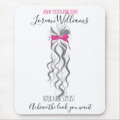 Schattigee Roze Bow Grijs en Witte Braider Hair St Muismat (Voorkant)