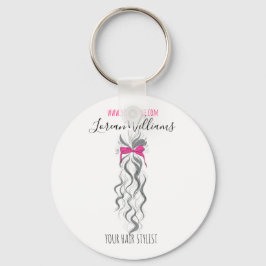 Schattigee Roze Bow Grijs en Witte Braider Hair St Sleutelhanger
