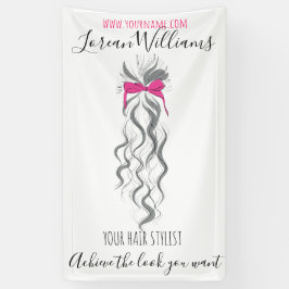 Schattigee Roze Bow Grijs en Witte Braider Hair St Spandoek