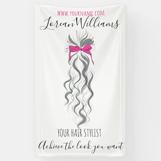 Schattigee Roze Bow Grijs en Witte Braider Hair St Spandoek (Verticaal)