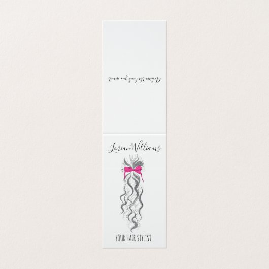 Schattigee Roze Bow Grijs en Witte Braider Hair St Visitekaartje (Buitenkant ongevouwen)