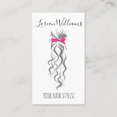 Schattigee Roze Bow Grijs en Witte Braider Hair St Visitekaartje (Voorkant)