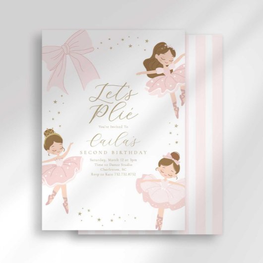 Schattigee Roze Bow Let's Plié Ballerina Verjaarda Kaart