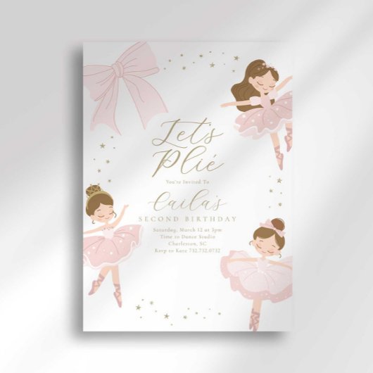 Schattigee Roze Bow Let's Plié Ballerina Verjaarda Kaart