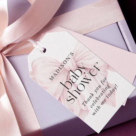 Schattigee Roze Bow Meisje Baby shower Favoriet Cadeaulabel