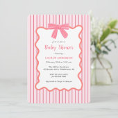 Schattigee Roze Bow, Meisje Baby shower Kaart (Staand voorkant)