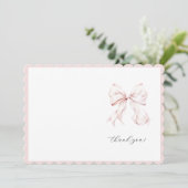 Schattigee Roze Bow Meisje Dank je kaart (Staand voorkant)