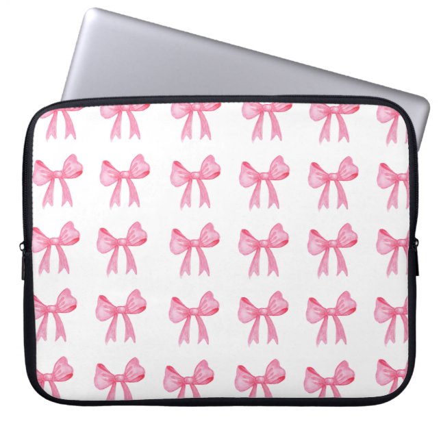 Schattigee Roze Bow Neoprine laptophoes 15 inch Laptop Sleeve (Voorkant)