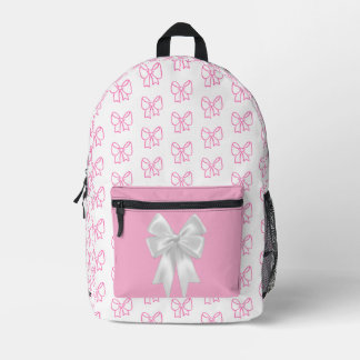 Schattigee Roze Bow Pattern Rugzak met Wit Lint