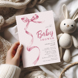 Schattigee Roze Bow Ribbon Girl Baby shower Kaart